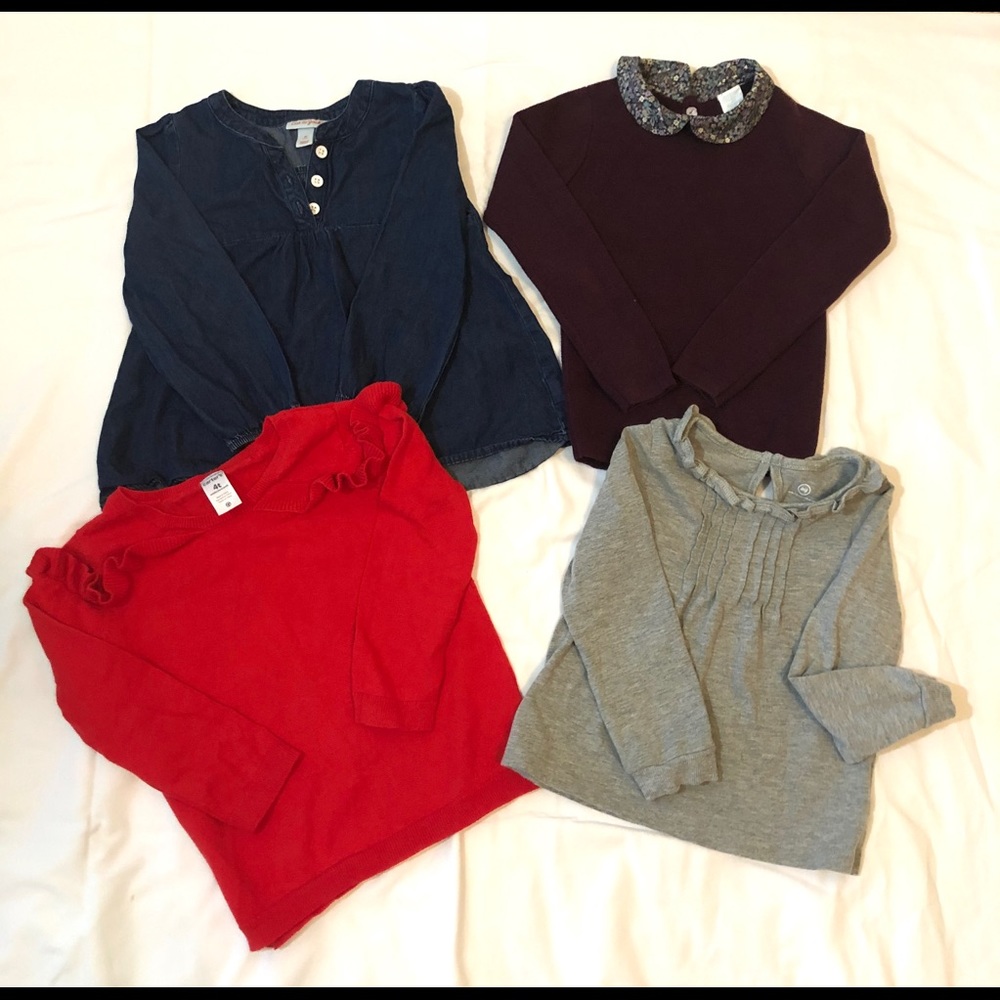 Girls 4T Four Fall/Winter Bundle Shirts